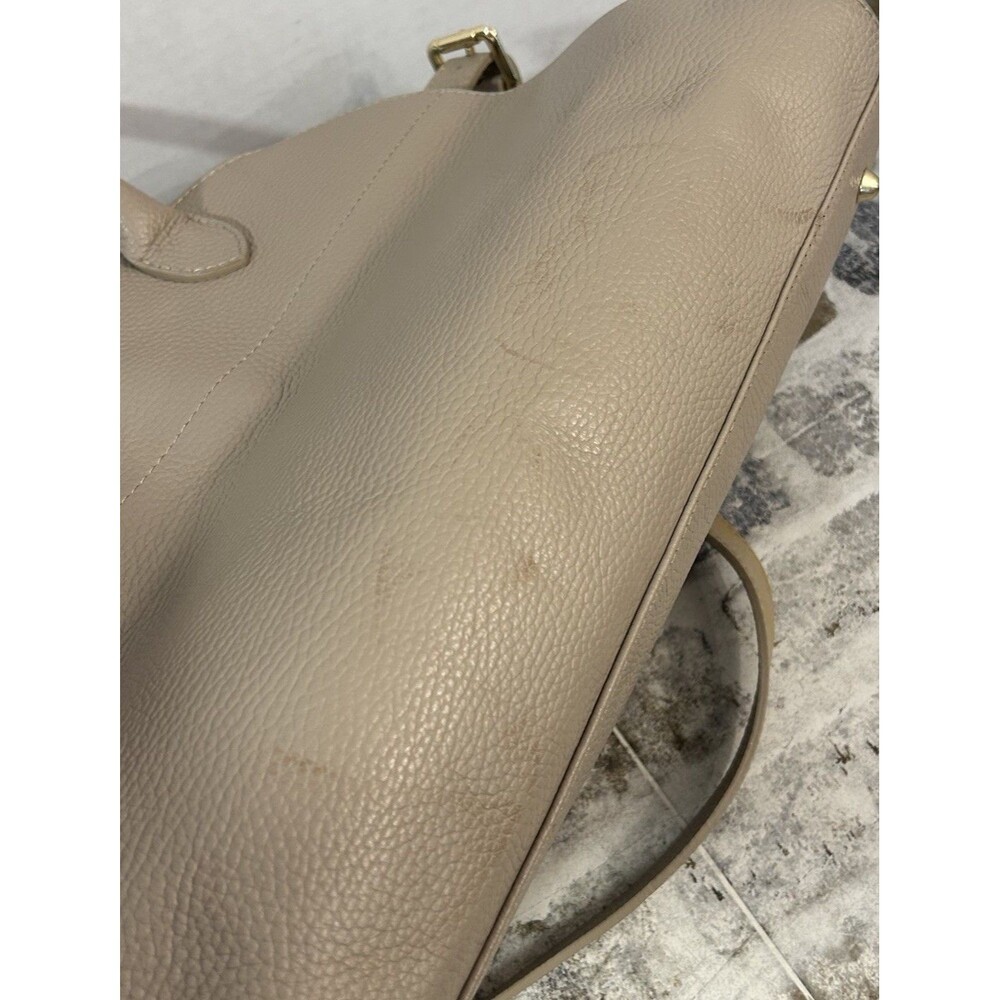 Anna Paola Riva Bag Taupe Leather Viral Commuter Satchel Purse Hand Shoulder - Picture 8 of 13